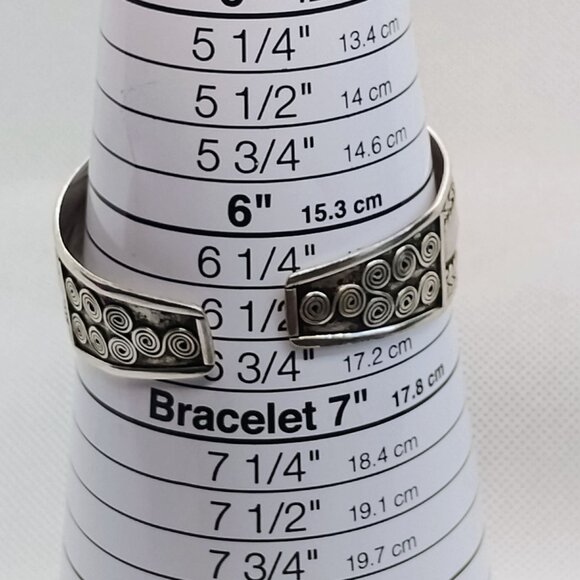 Vintage Sterling Silver Cuff Bracelet Celtic Style Braided Edge Swirl Design - Picture 9 of 9